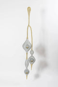"Droplet" — Hanging Woven Silver and Gold Mesh Sculpture