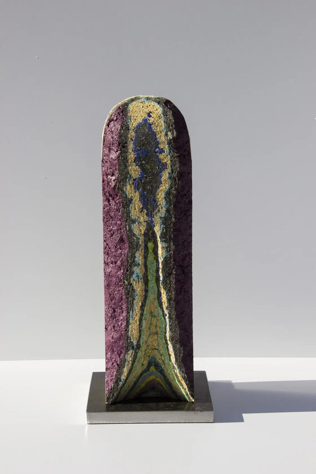 "Core" — Stele Sculpture with Layered Structure on a Steel Base
