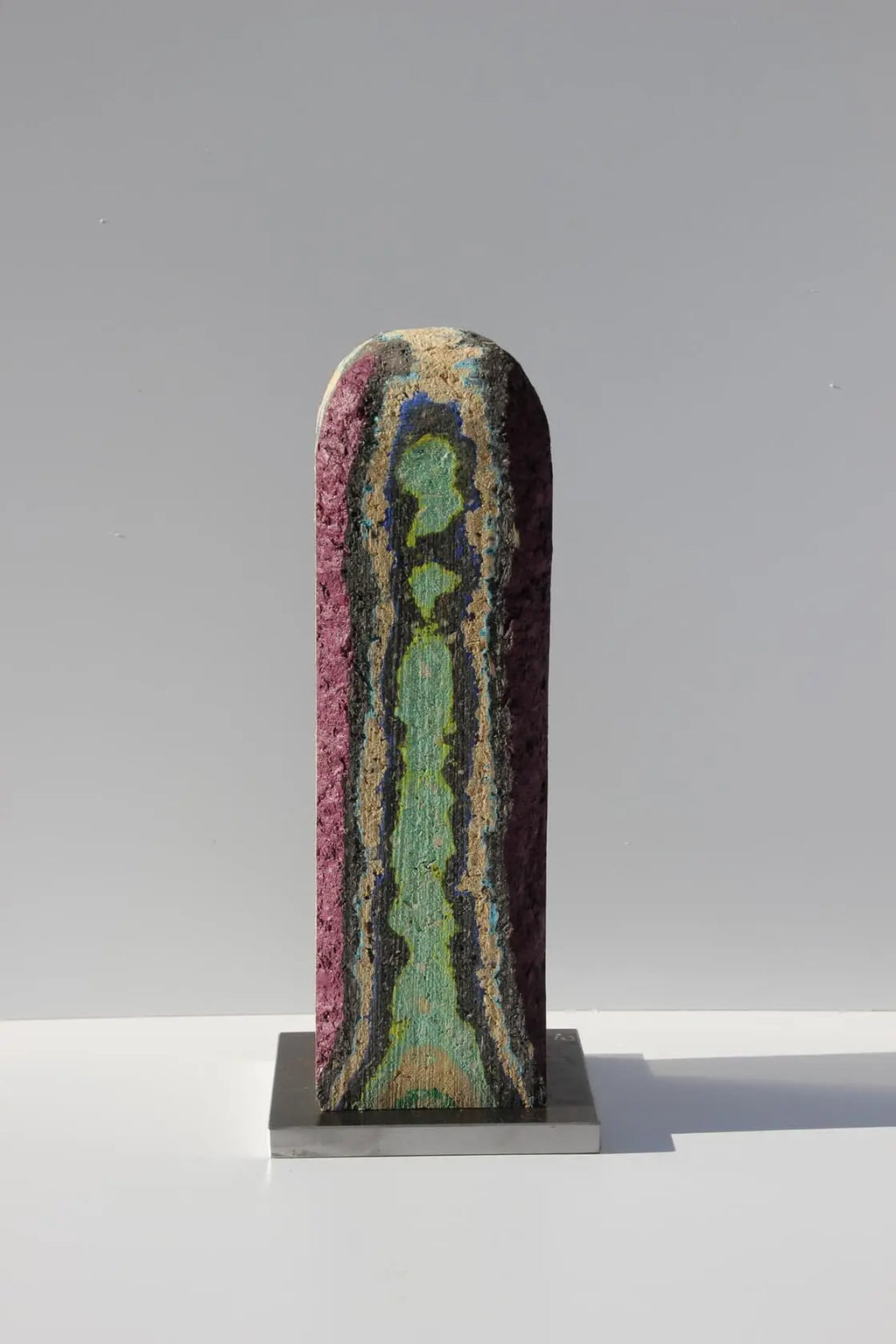 "Core" — Stele Sculpture with Layered Structure on a Steel Base